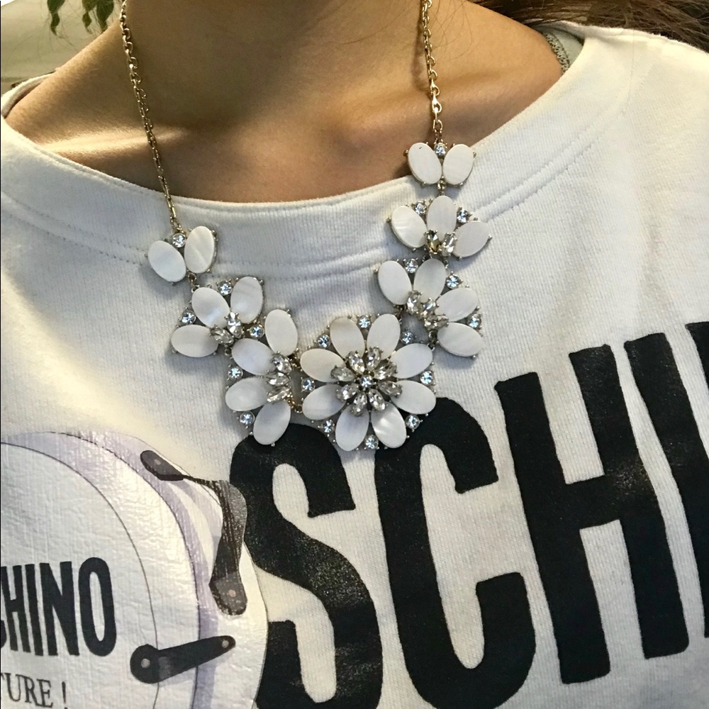 Kate spade White Flower Statement Necklace Crystal